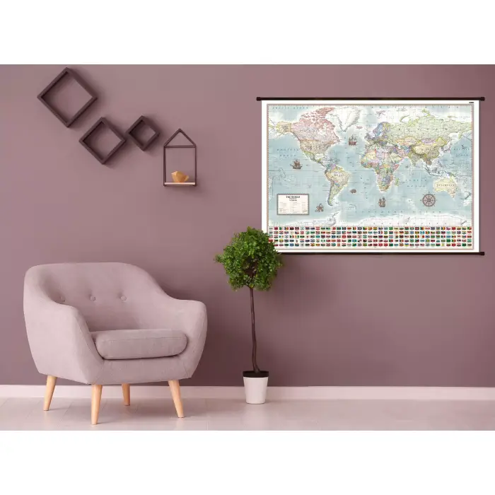 Aranż - Świat polityczny - mapa ścienna stylizowana wersja angielska, 1:42 000 000, ArtGlob
